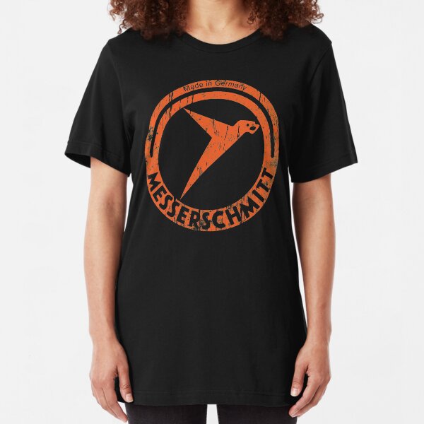 Messerschmitt German Aircraft Vintage Logo WW2 Slim Fit T-Shirt