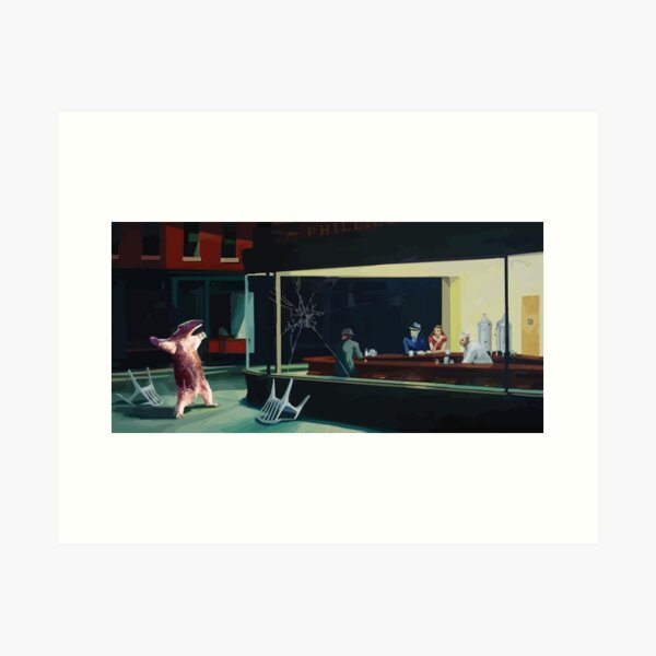 Banksy Nighthawks Ameisenbär Edward Hopper Kunstdruck