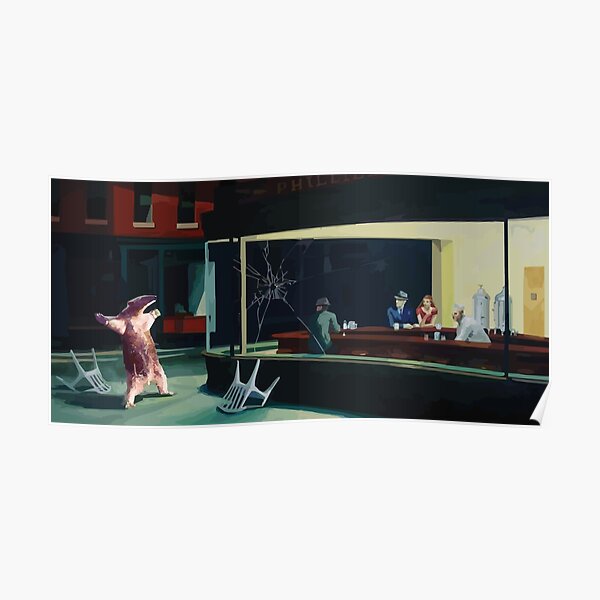 Banksy Nighthawks Ameisenbär Edward Hopper Poster