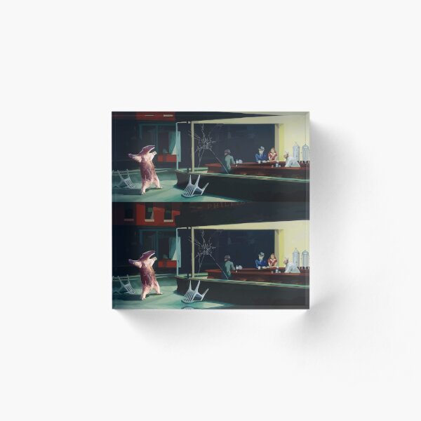 Banksy Nighthawks Anteater Edward Hopper Acrylic Block