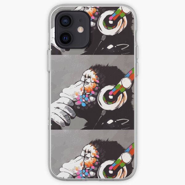 Banksy DJ Monkey Thinker avec un casque Coque souple iPhone