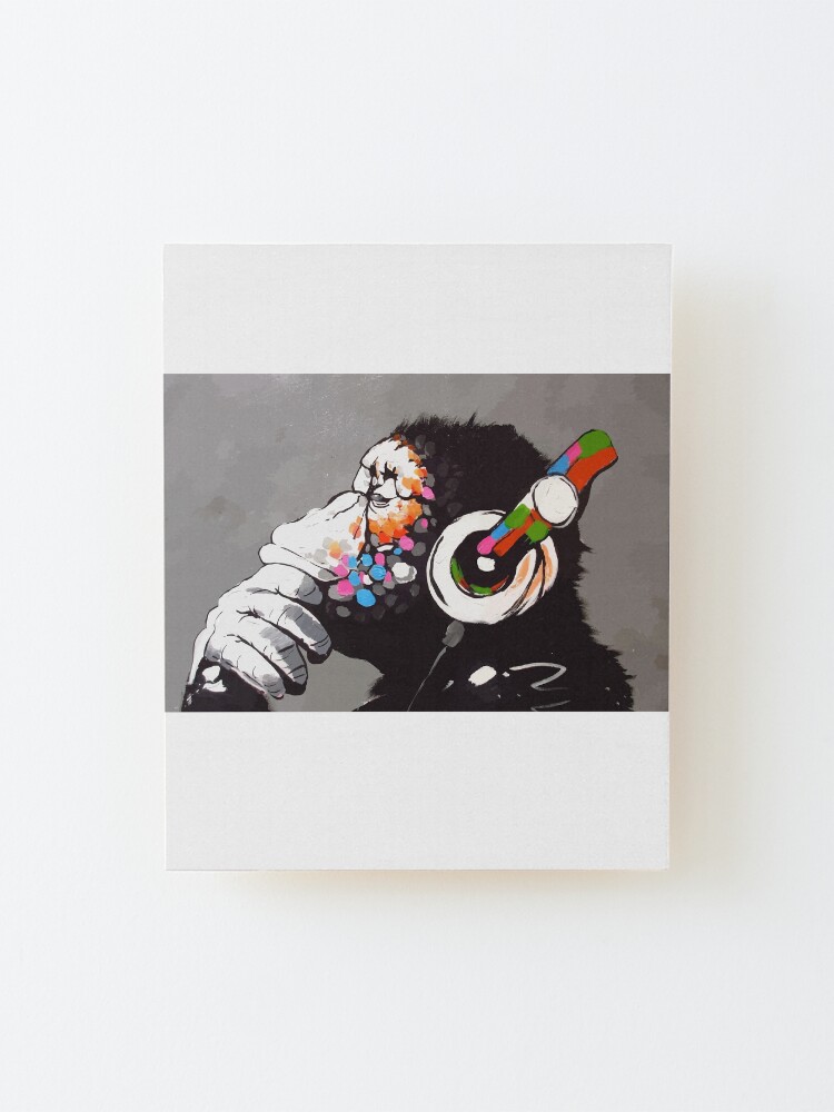 Alternate view of Banksy DJ Monkey Thinker with Headphones Mounted Print