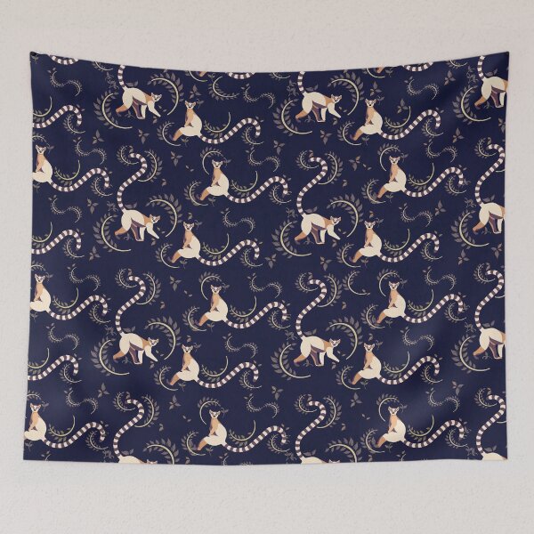 Item preview, Lemurs walking in cobalt designed and sold by YanayMora.