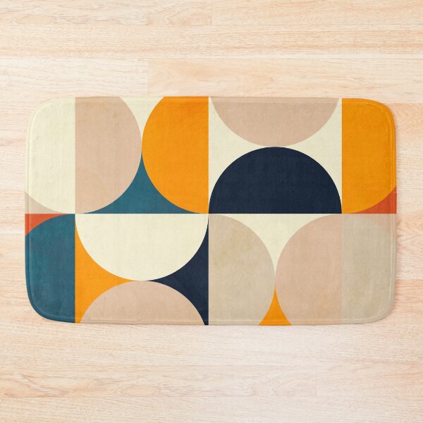 Item preview, mid century modern, half circles, geometric, mustard yellow, teal. Sand designed and sold by Ana-Rut-Bre.