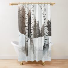 Wintry Birch Shower Curtain