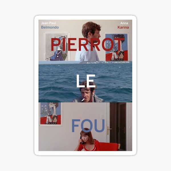 Pierrot Le Fou Poster, Anna Karina and Jean-Paul Belmondo Sticker