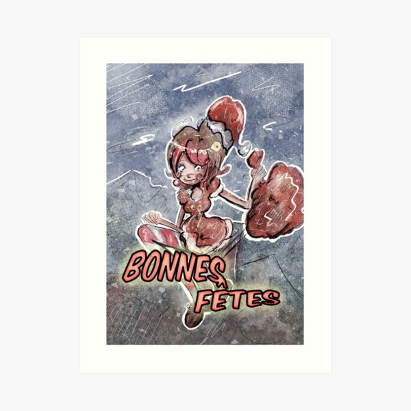Maélice the vampire in mother Christmas. Art Print
