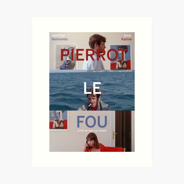 Affiche Pierrot Le Fou, Anna Karina et Jean-Paul Belmondo Impression artistique