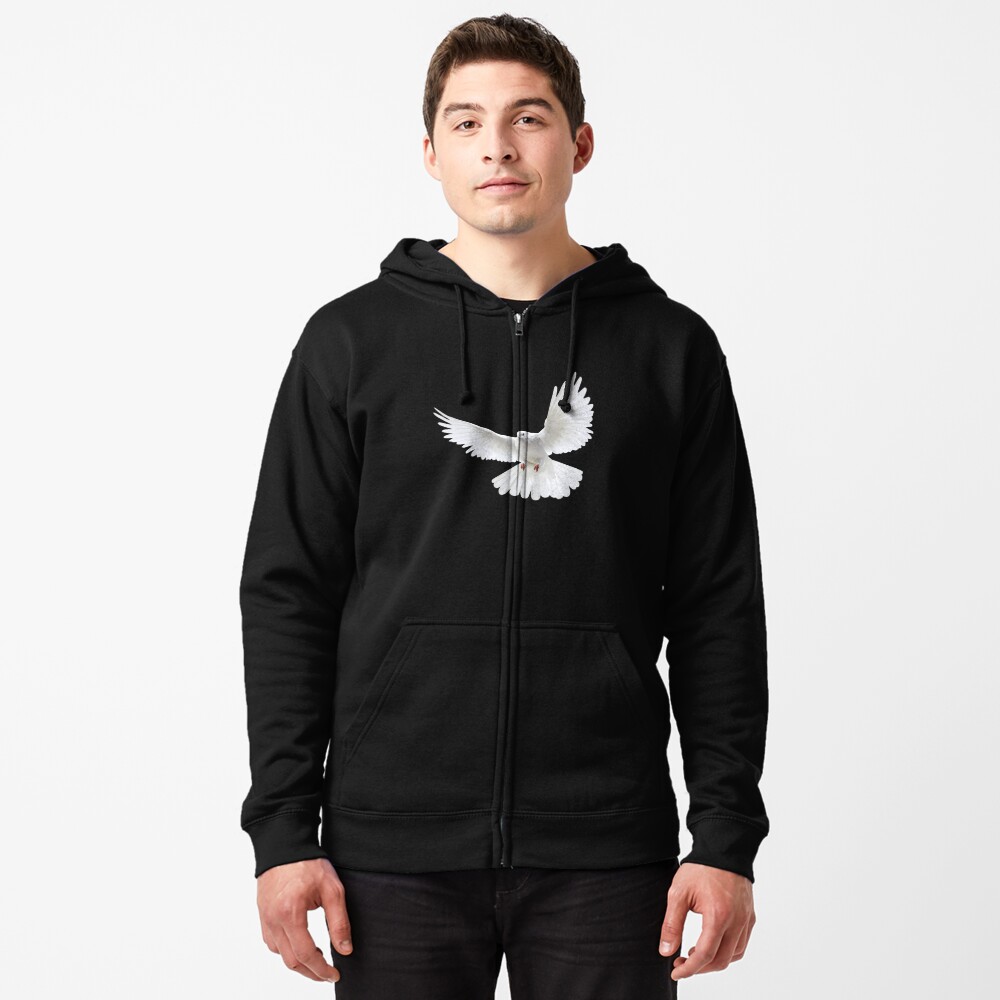 white flying pigeon Zipped Hoodie