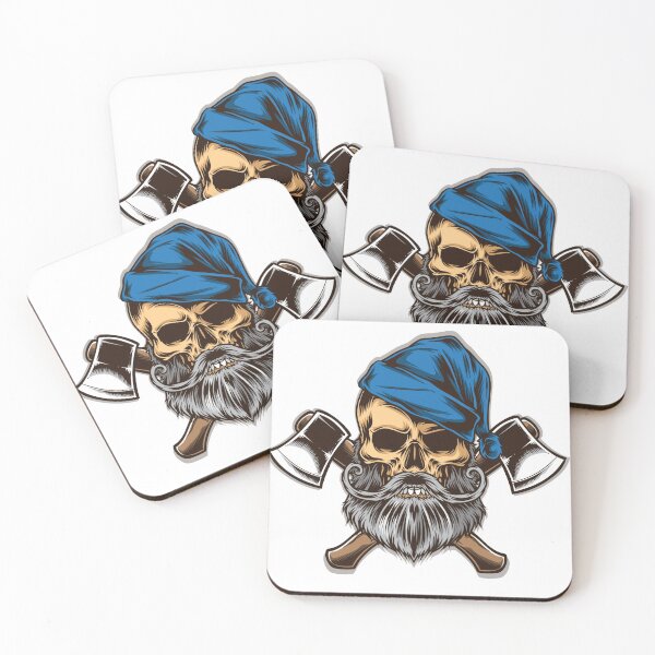 Item preview, Skull of a Moustached bearded Brutal Lumberjack with Axes designed and sold by Astalawistababy.