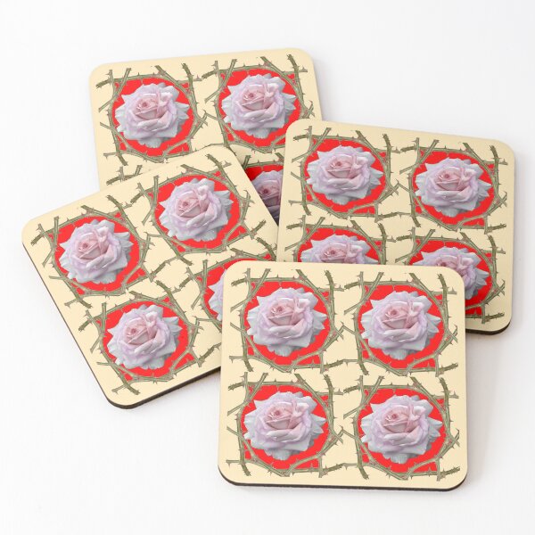 Item preview,  RED- CREAM ART PINK ROSES ART ROSE BRAMBLES designed and sold by sharlesart.