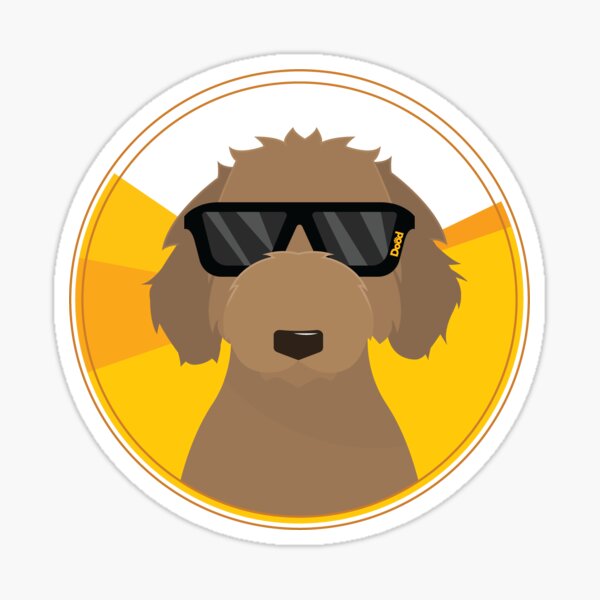 Apricot Doodle in Sunglasses with Yellow Background Sticker