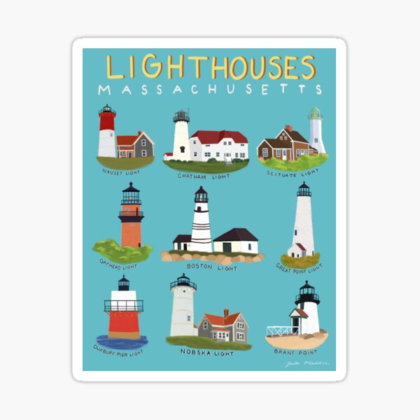 Lighthouses of Massachusetts Sticker