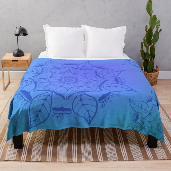 hand-painted mandala in blue Throw Blanket