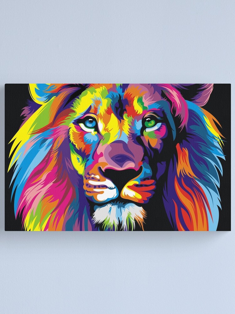 Alternate view of Banksy Rainbow Lion Graffiti Pop Art Painting Canvas Print