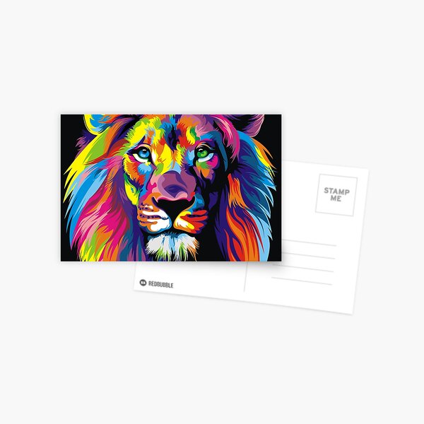 Banksy Rainbow Lion Graffiti Pop Art Painting Postcard