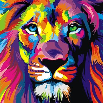 Artwork thumbnail, Banksy Rainbow Lion Graffiti Pop Art Painting by bufumofo