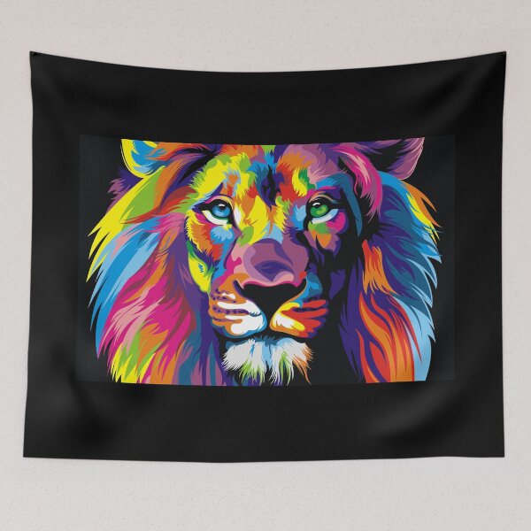 Item preview, Banksy Rainbow Lion Graffiti Pop Art Painting designed and sold by bufumofo.