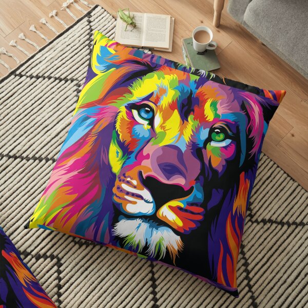 Banksy Rainbow Lion Graffiti Pop Art Peinture Coussin de sol