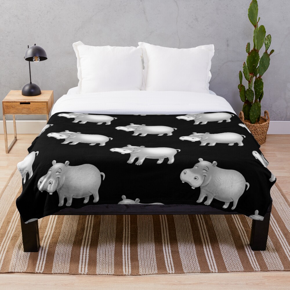 "Hippo Cute Hippopotamus" Throw Blanket for Sale by pablomendoza