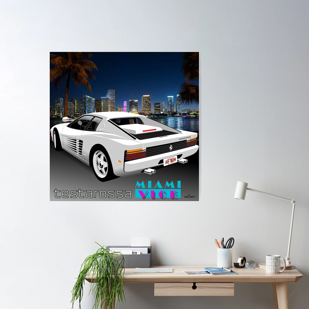 Ferrari Testarossa from Miami Vice Poster for Sale by car2oonz