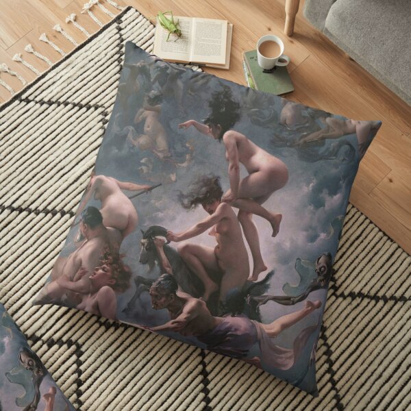 Luis Ricardo Falero - Witches going to their Sabbath (1878) Floor Pillow