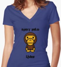 Baby Milo Lives Women's Fitted V-Neck T-Shirt
