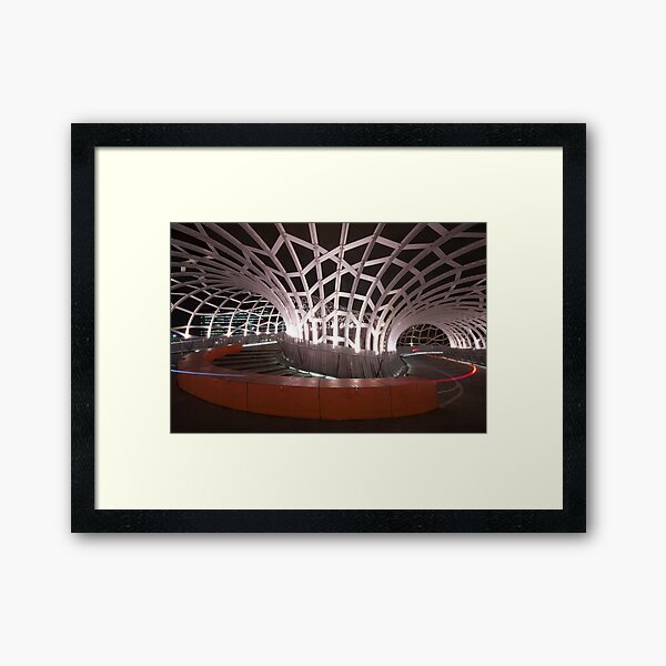 Cycling down Webb Bridge Framed Art Print