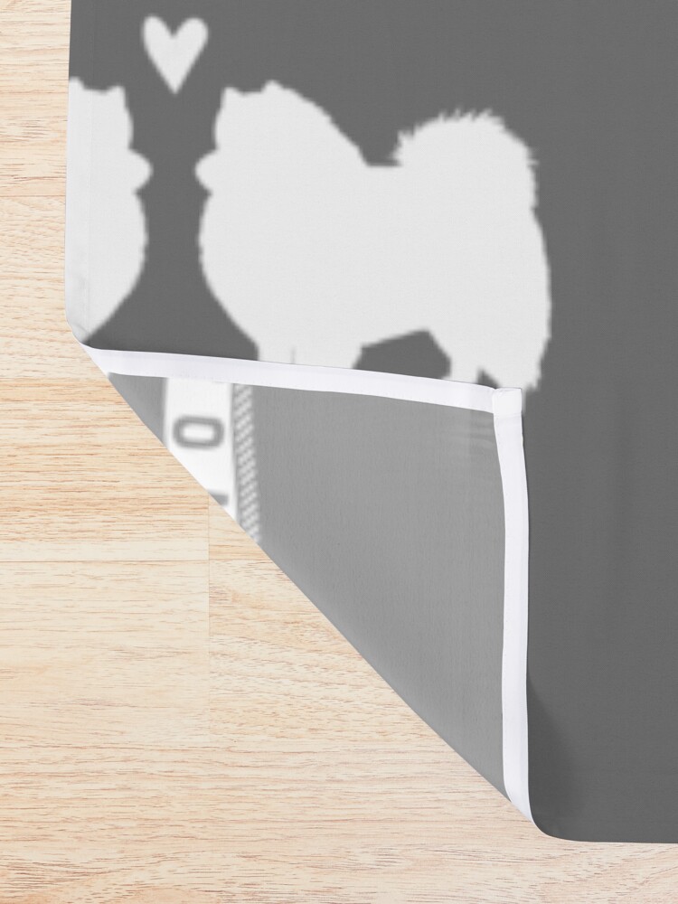 Alternate view of American Eskimo Dogs in Love | Eskie Silhouettes with Heart Shower Curtain