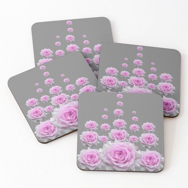 Item preview, STACKED PINK ROSES GARDEN ON GREY ART designed and sold by sharlesart.