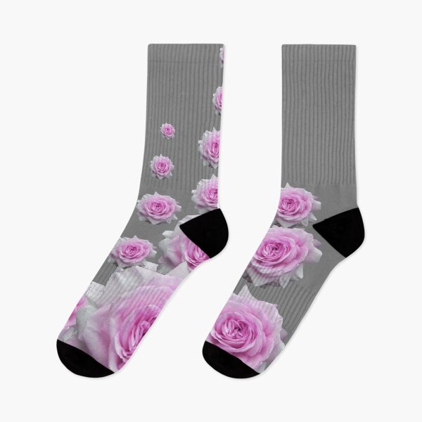 Item preview, STACKED PINK ROSES GARDEN ON GREY ART designed and sold by sharlesart.