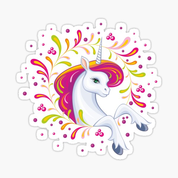 Magia unicornio lindo juego de pegatinas Vector Premium