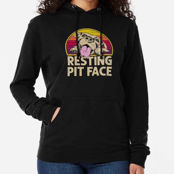 Dog Pitbull Resting Pit Face Lightweight Hoodie