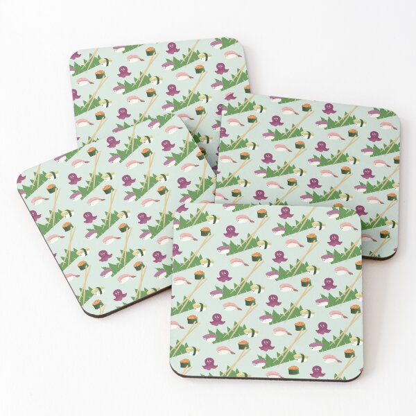 Item preview, Kawaii Chibi Japanese Sushi Pattern - Chopsticks, Sashimi, and Seaweed - Perfect Pattern for Pillows designed and sold by MiaDelelai.