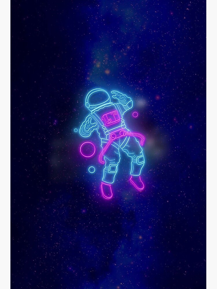 Synthwave spaceman gazing at vibrant space scene