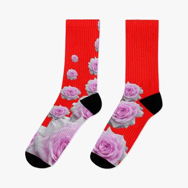 Item preview, RED ART WITH ROWS OF PINK ROSES designed and sold by sharlesart.