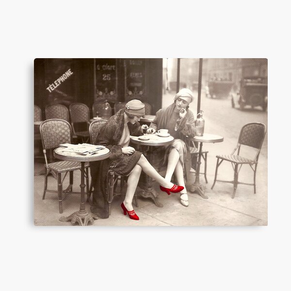 Red Shoes Vintage Paris Fashion Paris Cafe Metal Print