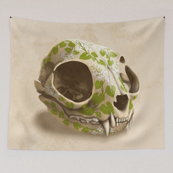 Item preview, cat skull decorated with wasabi flowers designed and sold by Richard Morden.