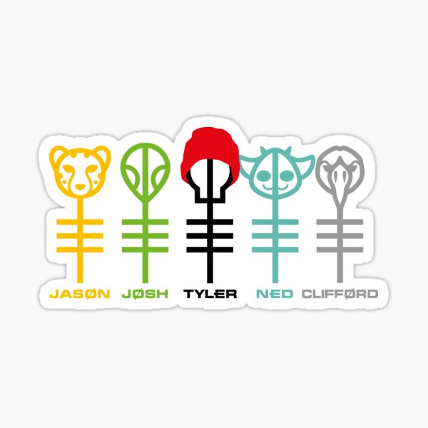 Twenty One Pilots Clique x5 - Jason, Josh, Tyler, Ned & Clifford Sticker