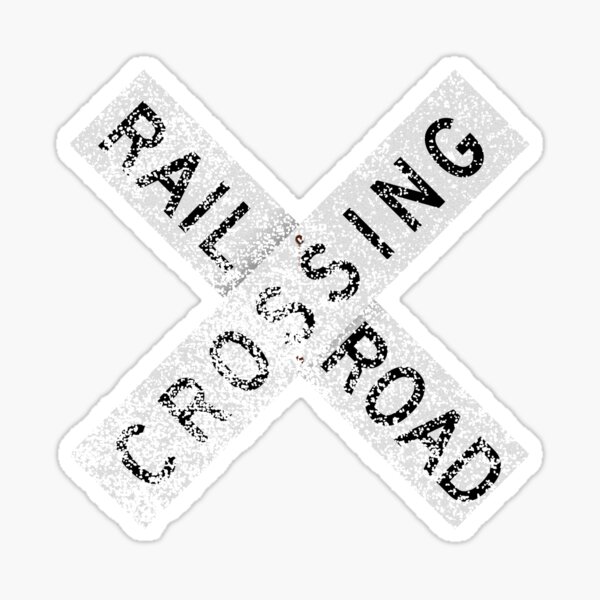 "Railroad Xing Sign (classic distressed)" Sticker for Sale by