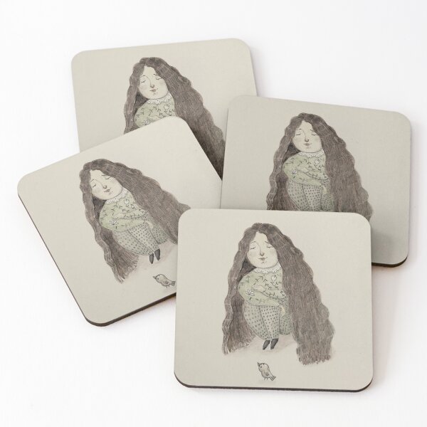 Item preview, long hair girl and a bird designed and sold by cyndraws.