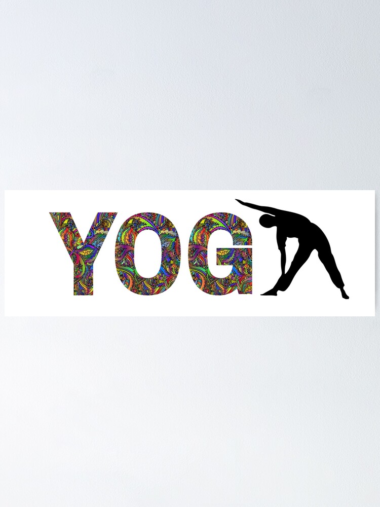 "YOGA Colorful block letters with letter A as yoga pose" Poster for