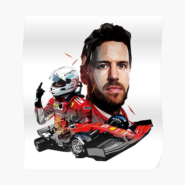 Sebastian Vettel bajo poli Póster