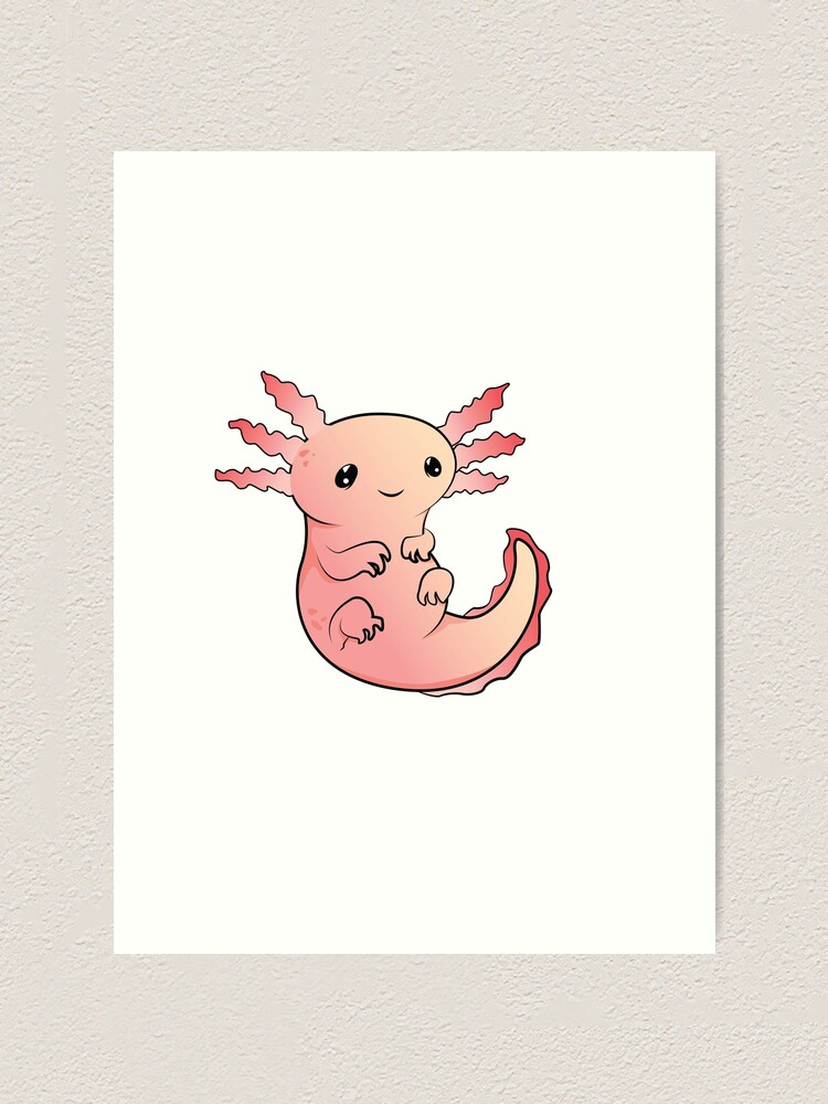 Cute Axolotl Art Print By Ashthomsonart Redbubble