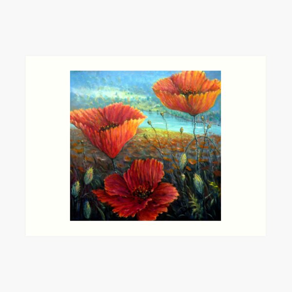 Three Poppies Provence, France Square Art Print