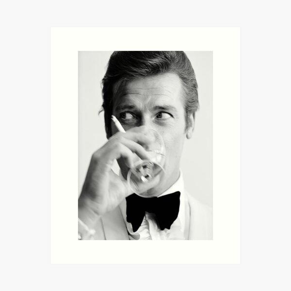 Roger Moore with Martini Retro Vintage Poster Art Print