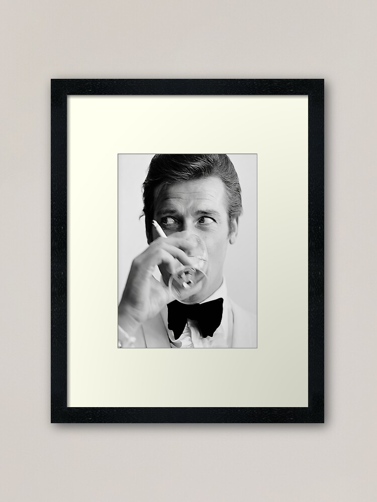 Alternate view of Roger Moore with Martini Retro Vintage Poster Framed Art Print