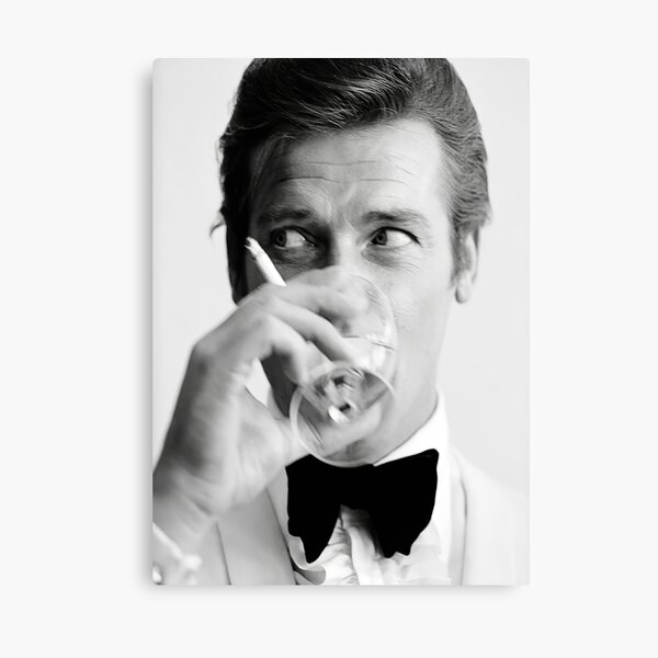 Roger Moore with Martini Retro Vintage Poster Canvas Print