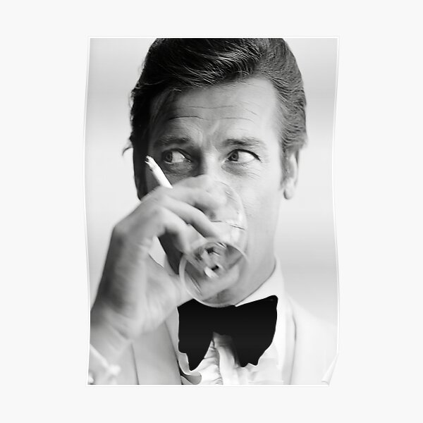 Roger Moore with Martini Retro Vintage Poster Poster