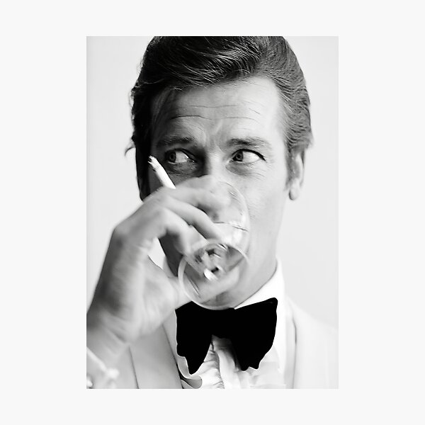 Roger Moore with Martini Retro Vintage Poster Photographic Print